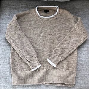 J. Crew Tan Sweater with White Trim